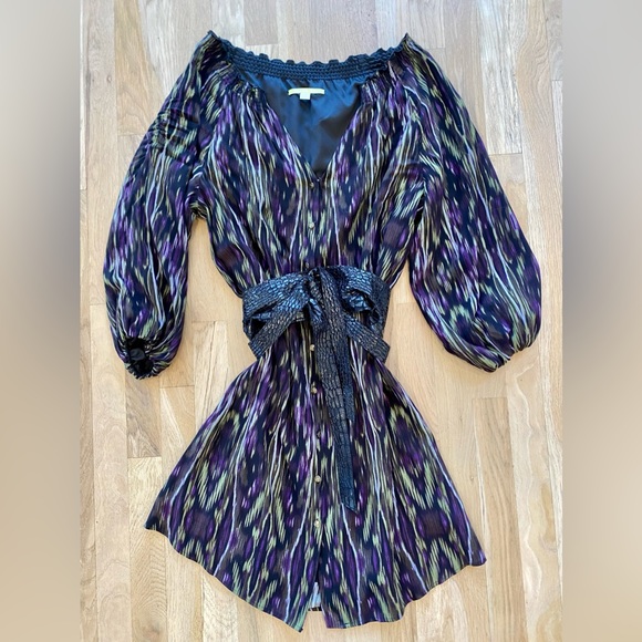 Gianni Bini button front dress with tie belt sz M - Picture 2 of 11